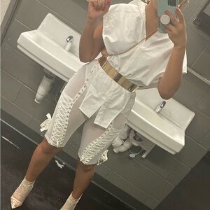 White Women's Lace-Up Shorts